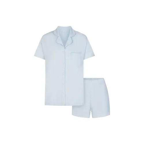 SKIMS Мягкий Lounge Короткий Сон Комплект Пижамный Комплект Женский Celeste Небесный Синий