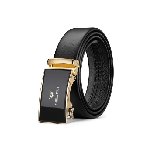 WilliamPOLO Ремни из натуральной коровьей кожи мужской золотой ширина 3,5 см