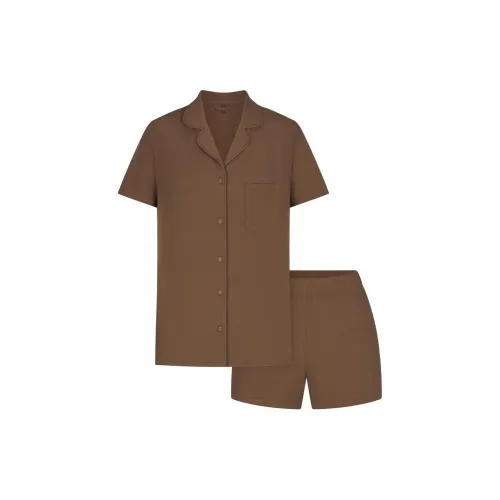 SKIMS Мягкий Lounge Короткий Сон Комплект Пижамный Комплект Женский Оксид Оксид