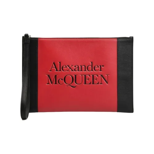 Alexander McQueen Клатч из телячьей кожи женский красный и черный