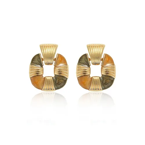 Exhibition Эмаль Медная Серебряная Заклепка Серьги Женские