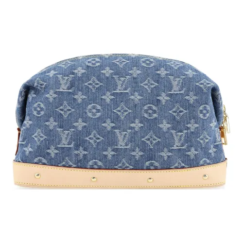LOUIS VUITTON Деним Сумка для туалетных принадлежностей Сумка для хранения Клатч Экстра-большой Женский Синий