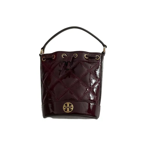 Tory Burch Кожа Ведрообразная Сумка Сумка через плечо Сумка для женщин Бургунди