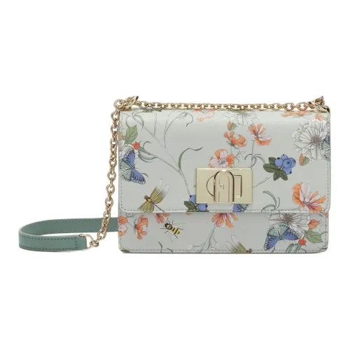 Furla 1927 Collection Текстурированная кожа Сумка через плечо Мини Женская Светло-зеленая