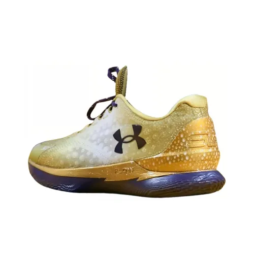 Under Armour Curry 1 Low Flotro PE Устойчивые к абразию Низкие Баскетбольные кроссовки Мужские Золотисто-синие