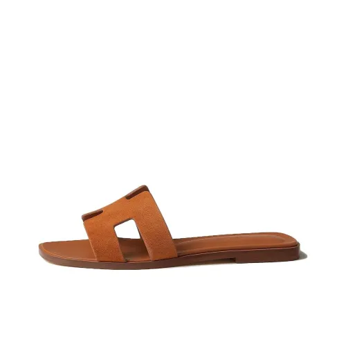 HERMES Oran Слипоны Женские Коричневый