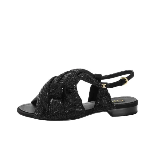 CHANEL One Ремешок Сандалии Женские Черные