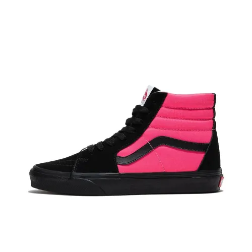 Vans SK8 Customs NEON Устойчивые к истиранию высокие кроссовки для скейтбординга унисекс черные розовые