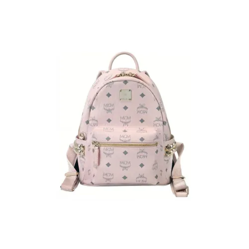 MCM Stark Visetos Покрытый холст Рюкзак Стандартный Женский Вишневый цветок Розовый
