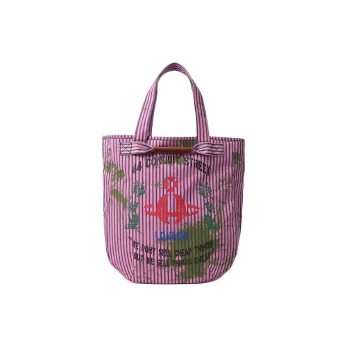 Vivienne Westwood Хлопок с коровьей кожей сумка-тоут сумка для покупок сумка среднего размера женская розовая