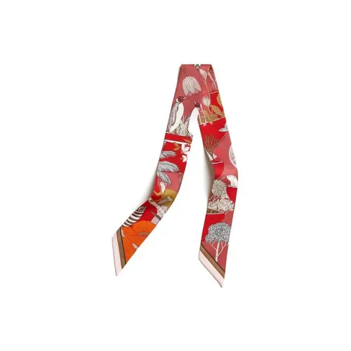 HERMES Шарфы из шелка Тутовый женские красные