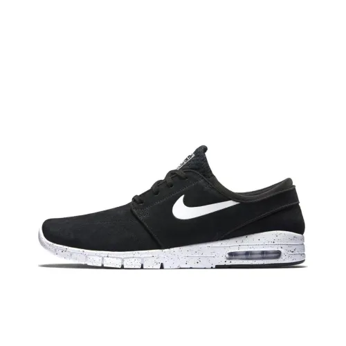 nike SB Stefan Janoski Max Кожаный Черный Белый Нескользящий Легкий Низкий Топ Скейтборд Кроссовки Унисекс Черный