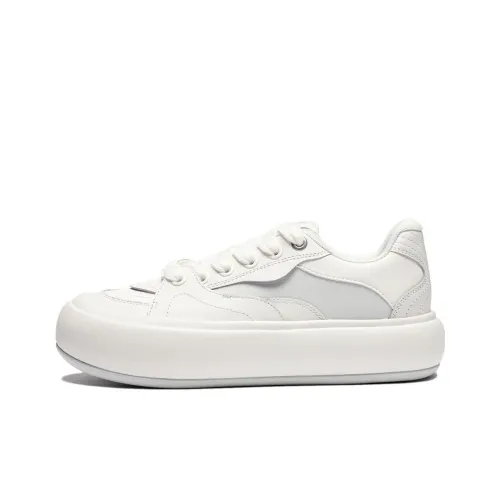 LINING Puff Platform Slip-Resistant Низкие Кроссовки для Скейтбординга Женские Белые Серые