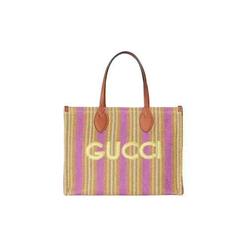 GUCCI Кожа Тоут Сумка Сумка для покупок Сумка среднего размера Женская Коричневая и Желтая