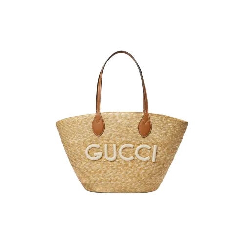 GUCCI Кожаная отделка Тоут Сумка Сумка для покупок Сумка на плечо Сумка среднего размера Женская Светло-коричневая