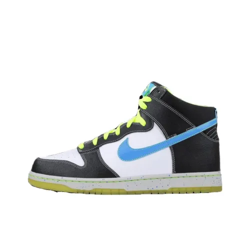 Nike Dunk Slip-Resistant Shock Absorbers High Top Скейтборд Кроссовки Unisex White Blue Светящийся в темноте