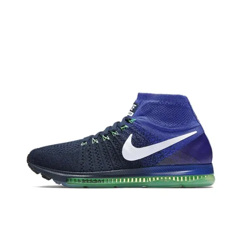 Nike All Out Flyknit Slip-resistant Abrasion-resistant MID Беговые кроссовки Мужские Черные Зеленые