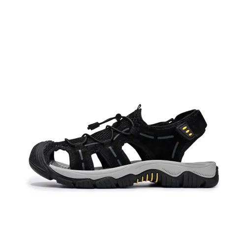 Черные тач-сандалии с хвостиком оленя Muledeer для пляжа мужские