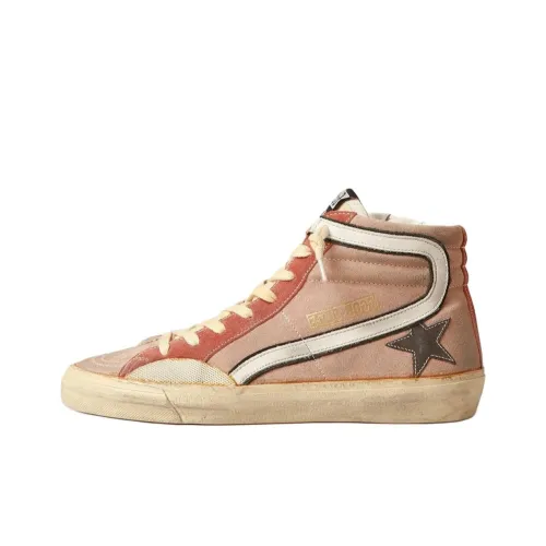 Golden Goose Slide High Топ Скейтборд Кроссовки Женские Розовые Белые Потертые