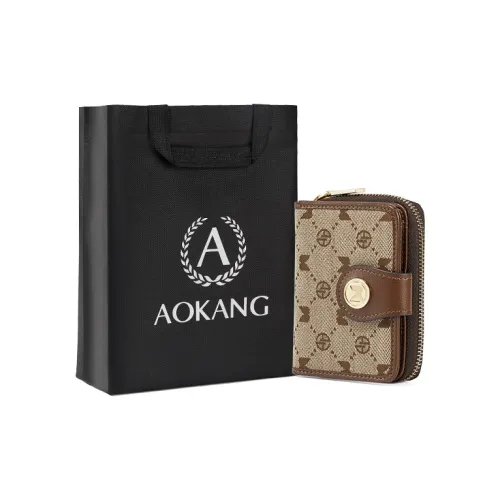 AOKANG Ткань Синтетическая кожа Мелочь Кошелек Обычный Женский Эбеновый Кофе