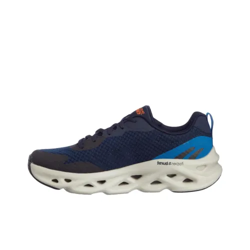 Skechers GO RUN SWIRL TECH Устойчивый к истиранию Дышащий Легкий Низкий Топ Беговые кроссовки Мужские Синий Черный