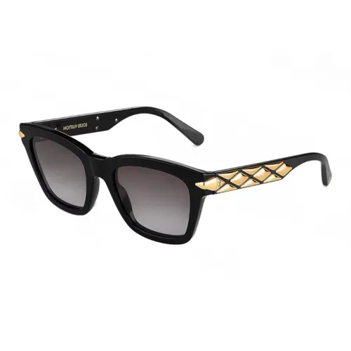 LOUIS VUITTON Металлический ацетат Прямоугольные Солнцезащитные очки Женские Черные