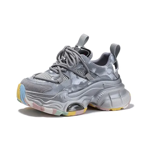 SELAIYA Противоскользящие и износостойкие визуально увеличивают рост Низкие кеды с толстой подошвой Женские Серебряные Черные