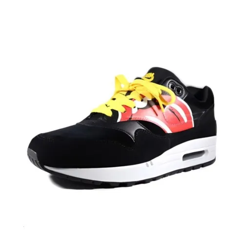 Nike Air Max 1 Low Топ Беговые кроссовки Унисекс Черный белый