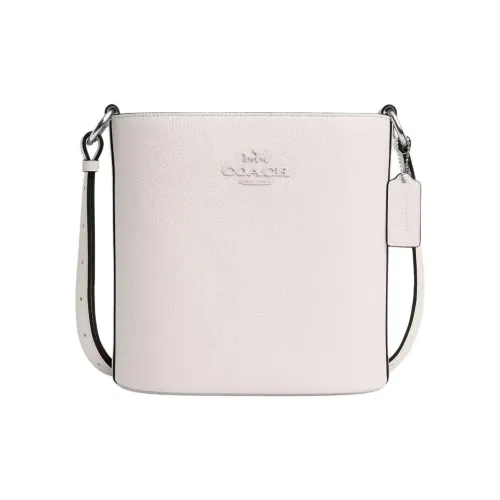 COACH Утонченная Галечная Кожа Ведрообразные Сумки Сумки через плечо Сумка через плечо Маленькая Женская Серебряная и Мел