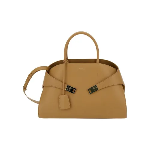 FERRAGAMO GANCINI Телячья кожа Сумка через плечо Сумка среднего размера Женская Коричневая