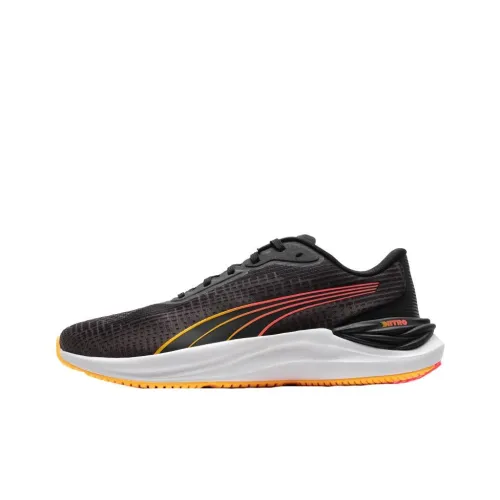 PUMA Electrify Nitro 3 Амортизация Износостойкий Низкий Топ Повседневные Беговые Кроссовки Мужские Черные и Оранжевые