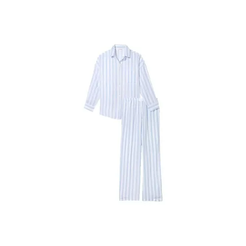 Victoria's Secret More Than Just The Comfort Series Модал Длинный Комплект Пижам Пижамный Комплект Женский Синий Полосы