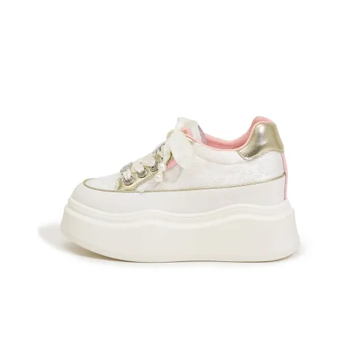 Milan Love Song Юбка Резистентная Высота Увеличивающая Низкий Топ Скейтборд Кроссовки Женские Белые