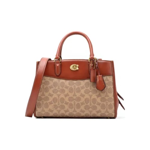 COACH Brooke Покрытый холст с телячьей кожей сумка через плечо сумка на плечо средний размер женский коричневый и ржавый