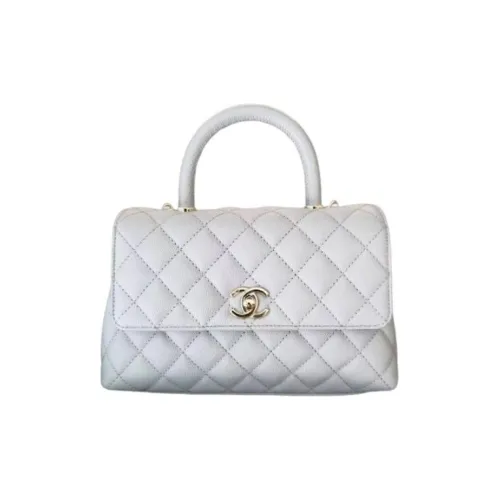 CHANEL Coco Handle с рельефным тиснением коровья кожа сумка через плечо маленькая сумка женский серый