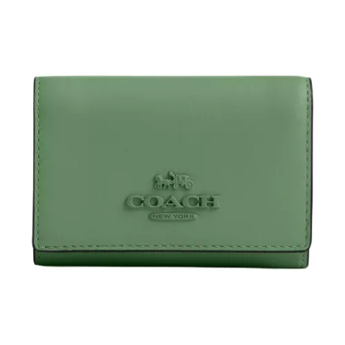 COACH Micro Рefined Calfskin Wallet Mini Women's Silver Light Green