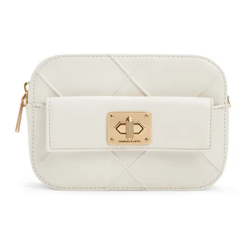 CHARLES KEITH Полиуретан Сумка через плечо Маленькая Женская Кремово-молочный Белый Черный