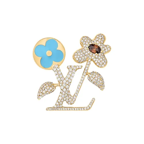 LOUIS VUITTON Латунь Циркон Эмаль Броши Унисекс Золото