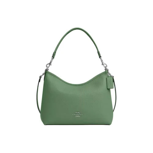 COACH Пескоструйная кожа Портативная Сумка через плечо Сумка на плечо Большая Женская Серебряный и Светло-зеленый