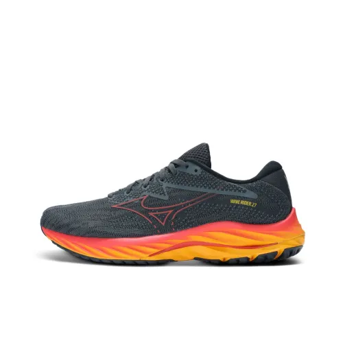 Кроссовки для бега Mizuno Wave Rider 27, низкий топ, серый, оранжевый, мужской