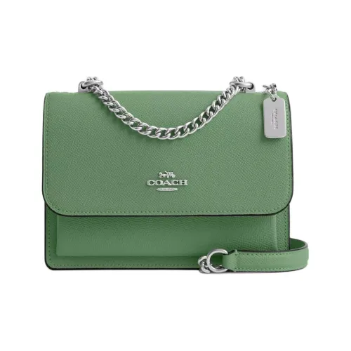 COACH Klare Крестообразная текстура Кожа Сумка через плечо Маленькая Женская Серебряный и Светло-зеленый