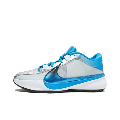 Nike Freak 5 Zoom Амортизация Износостойкий Низкий Топ Баскетбольные Кроссовки Мужские Серебристо-Синие