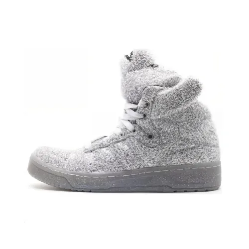 Adidas Originals JS BearJS Медвежонок Slip Resistant Abrasion Resistant High Топ Скейтборд Кроссовки Унисекс Серый
