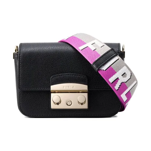 Furla Телячья кожа хлопок сумка через плечо маленькая женская черная