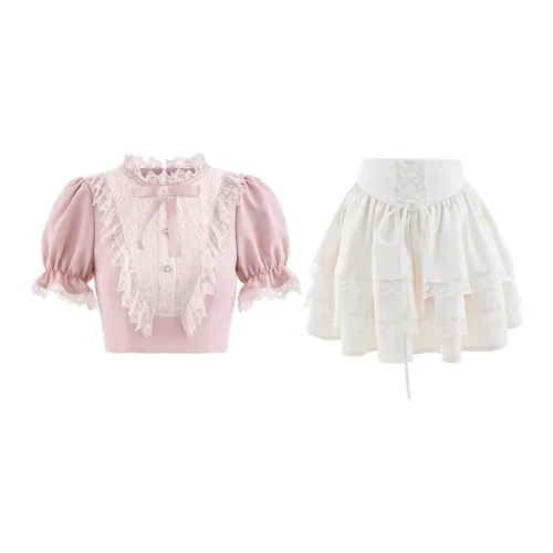 Blovelan Комплект с юбкой Женские Розовый Белый