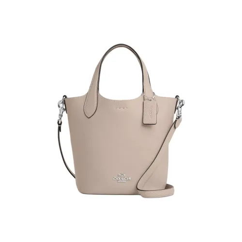 COACH Hanna Двойная Сided Кожа Ведрообразная Сумка Портативная Сумка через плечо Маленькая Женская Бежевая