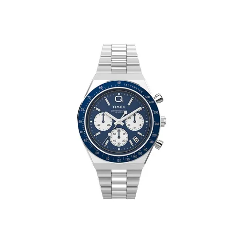 TIMEX Мужские часы Кварцевый механизм Ремешок из нержавеющей стали 40 мм Синий циферблат