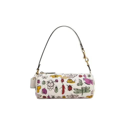 COACH Nolita Покрытый холст Сумка Маленькая Женская Золотая и Мелово-многоцветная