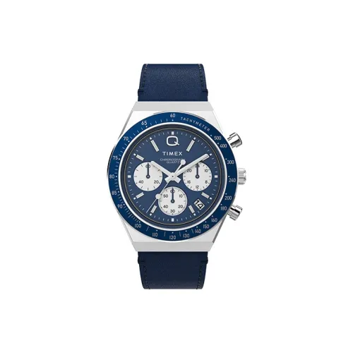 TIMEX Наручные часы Кварцевый механизм Кожаный ремешок 40 мм Синий циферблат Мужские часы