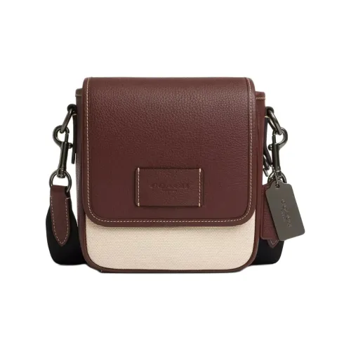 COACH Canvas с утонченной кожей сумка через плечо мини женский черный и натуральный многоцветный